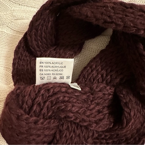 ALDO Women’s Knit Braid Winter Headband / Ear Warmer Burgundy - Picture 3 of 6